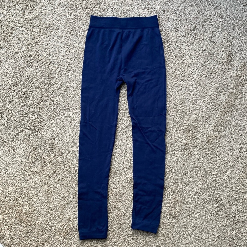 medium blue fleece-lined leggings